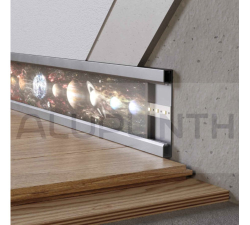 Плинтус алюминиевый скрытого монтажа с LED подсветкой 100х12х2700 мм ALU-LED10012 Анод Kluchuk