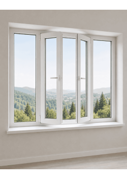Металопластикове вікно Veka Softline 82 чотиристулкове з двома поворотно-відкидними стулками 2600x1600 мм