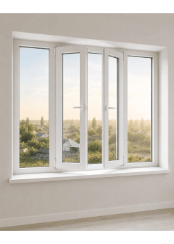 Металопластикове вікно Veka Softline чотиристулкове з двома поворотно-відкидними стулками 2600x1600 мм