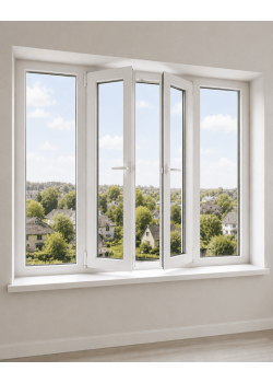 Металопластикове вікно Viknaroff Fenster 500 чотиристулкове з двома поворотно-відкидними стулками 2400x1000 мм