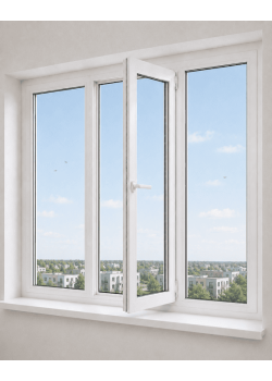Металопластикове вікно Rehau Euro 60 тристулкове з поворотно-відкидною стулкою 2100x1300 мм