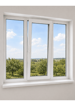 Металопластикове вікно Veka Softline тристулкове з поворотно-відкидною стулкою 2200x1600 мм