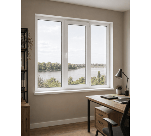 Металопластикове вікно Viknaroff Fenster 500 тристулкове з поворотно-відкидною стулкою 1900 x 1300 мм
