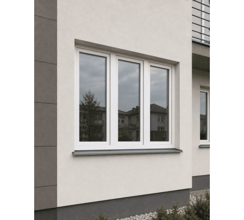 Металопластикове вікно Rehau Euro 70 тристулкове з поворотно-відкидною стулкою 2400x700 мм