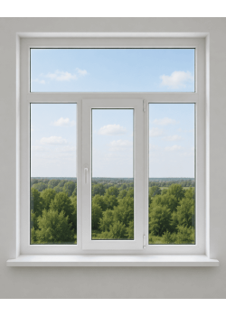 Металопластикове вікно VEKA Softline тристулкове з фрамугою 2250 x 2100 мм