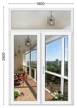 Металопластикові двері VEKA Proline з фрамугою 1600 x 2600