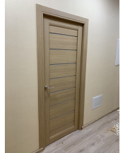 Двері Leador Doors Neapol сіре дерево Чорне скло Двері Leador Doors Neapol сіре дерево Чорне скло