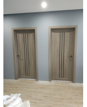 Двери Leador Doors Verona серое дерево Черное стекло Двери Leador Doors Verona серое дерево Черное стекло