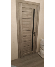 Міжкімнатні Двері Korfad Venecia Deluxe VND-02 Еш-вайт Чорне скло