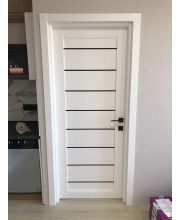 Міжкімнатні Двері Leador Doors Neapol Білі Чорне скло