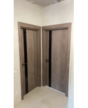 Межкомнатные Двери Darumi Doors Plato Line PTL-04 дуб натуральный Черное стекло