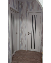 Міжкімнатні Двері Darumi Doors Stella білий матовий Чорне скло Міжкімнатні Двері Darumi Doors Stella білий матовий Чорне скло