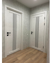 Міжкімнатні Двері Leador Doors Verona білий бетон Чорне скло Міжкімнатні Двері Leador Doors Verona білий бетон Чорне скло