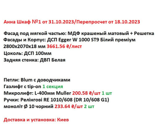 Мебель Вариант Прихожей №1 03.12.2023