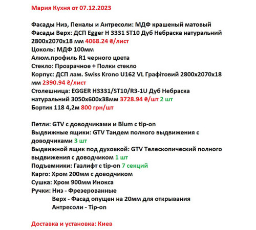 Меблі Варіант Кухні №4 02.12.2023