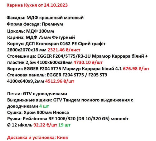 Меблі Варіант Кухні №15 24.10.2023