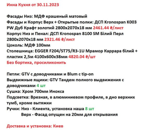 Мебель Вариант Кухни №17 19.11.2023