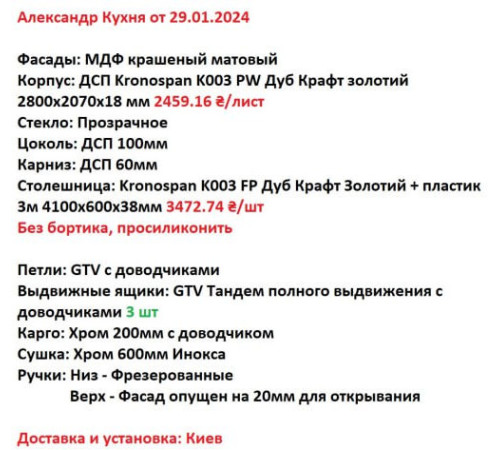 Мебель Вариант Кухни №18 29.01.2024