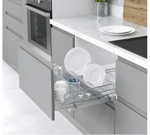 Сушка висувна 600 (560-580x520x185) на тандемах Blum, хром Starax