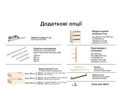 Гардеробна система 1800мм пряма