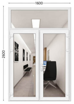 Металопластикові двері WDS 6S з фрамугою 1600 x 2600