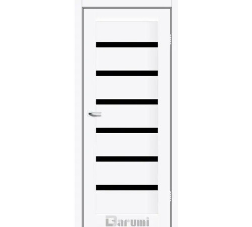 Міжкімнатні Двері Darumi Doors Vela білий матовий Чорне скло