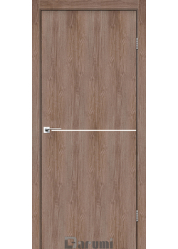 Двері Darumi Doors Plato Line PTL-03 горіх бургун (декор з алюмінію кольору нікель)