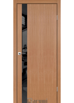 Двері Darumi Doors Plato Line PTL-04 дуб натуральний Чорне скло