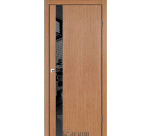 Межкомнатные Двери Darumi Doors Plato Line PTL-04 дуб натуральный Черное стекло