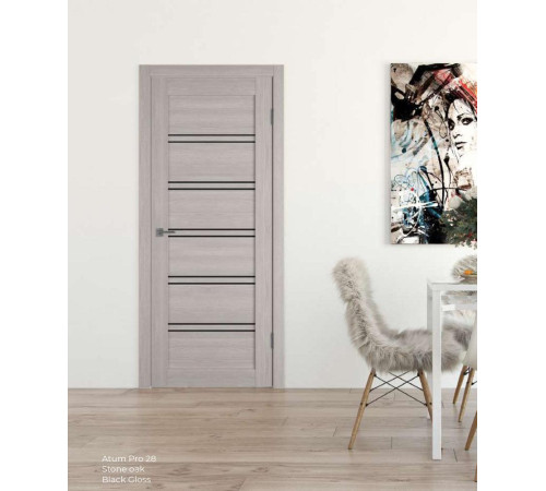 Міжкімнатні Двері Hygge Atum Pro 28 Stone Oak Чорне скло