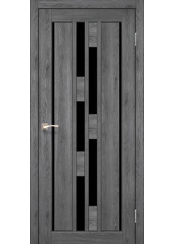 Двері Korfad Venecia Deluxe VND-05 дуб марсала Чорне скло