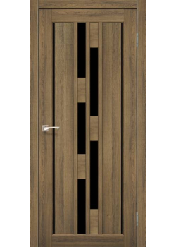 Двері Korfad Venecia Deluxe VND-05 дуб браш Чорне скло