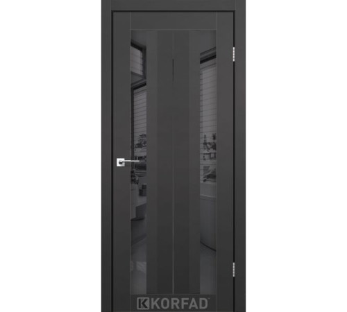 Міжкімнатні Двері Korfad Aliano AL-01 Super PET Двостороннє графіт дзеркало