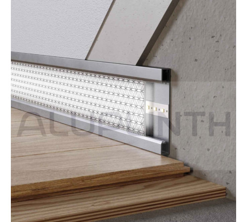 Плинтус алюминиевый скрытого монтажа с LED подсветкой 100х12х2700 мм ALU-LED10012 Анод Kluchuk
