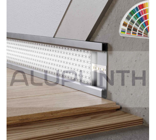 Плинтус алюминиевый скрытого монтажа с LED подсветкой 100х12х2700 мм ALU-LED10012 RAL Kluchuk