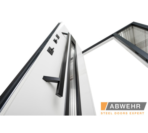 Вхідні Нестандартні двері з терморозривом Ufo Black (RAL 7016 + Білий), 1600-1800*2200, комплектація FRAME Abwehr