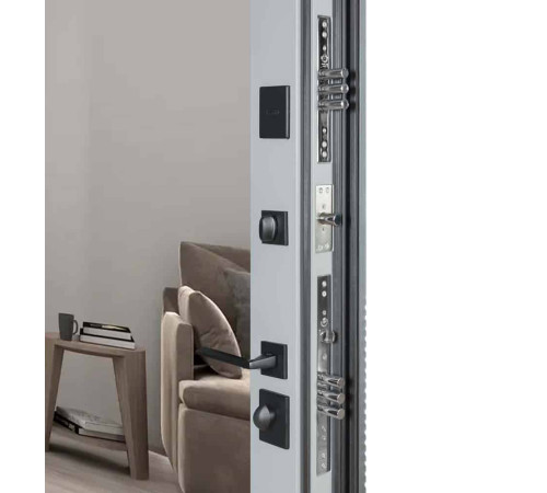 Вхідні Двері Ультра (квадро) Securemme 557/607 Тоноване дзеркало Попелястий металік/Сірий шифер Булат
