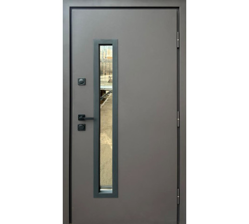 Вхідні Двері Стронг Браун Ral 8019 пісок/дуб темний Vinorit "Qdoors"