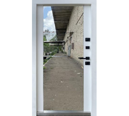 Входные Двери Стронг Перфект 4К антрацит/белый супермат+ЗЕРКАЛО "Qdoors"