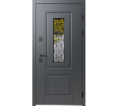 Вхідні Двері Геліос ArWood RAL 7016/ПВХ біле дерево Sarmak