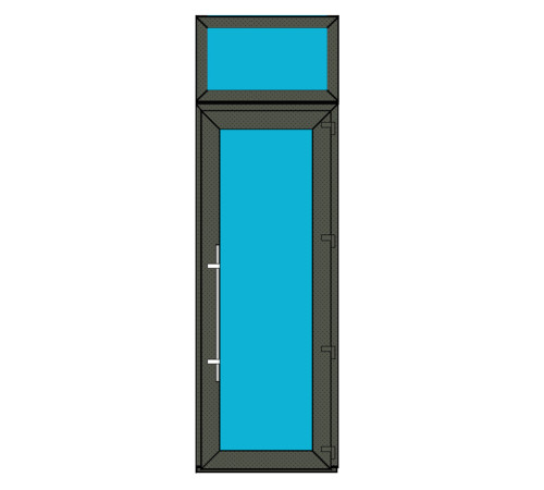 Алюмінієві двері Alulight W76 поворотні з фрамугою 1100 x 2300 мм
