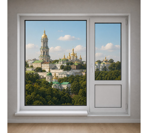 Балконний блок Decco V70 з глухим панорамним вікном до підлоги 2100 x 2000 мм