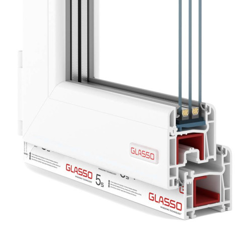 Металопластикові двері Glasso 5S полуторні з поворотно-відкидною стулкою 1200 x 2100 мм
