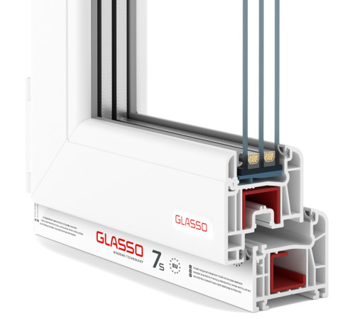 Металопластикові двері Glasso 7S поворотно-відкидні 800 x 2000 мм