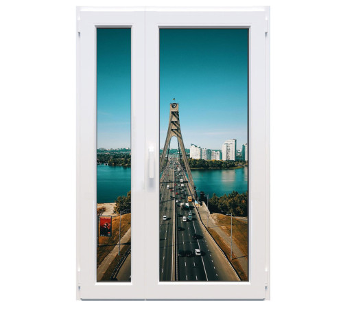 Металлопластиковые двери Glasso 7S полуторные с поворотно-откидной створкой 1200 x 2100 мм