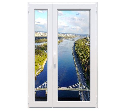 Металлопластиковые двери Glasso 85 полуторные с поворотно-откидной створкой 1200 x 2100 мм
