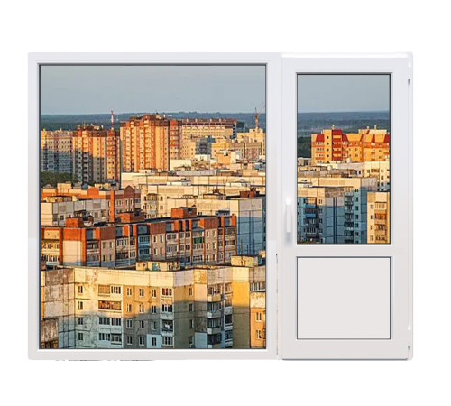 Балконний блок Rehau Euro 60 з глухим панорамним вікном до підлоги 2100 x 2000 мм
