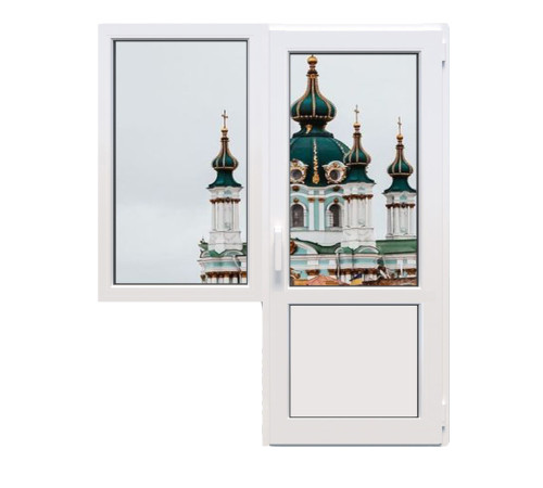 Балконний блок Veka Softline з глухим вікном і поворотно-відкидними дверима 1800 x 2100 мм