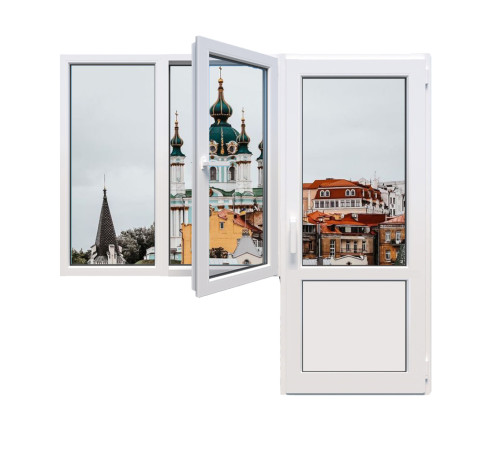 Балконний блок Veka Softline з двостулковим вікном і поворотно-відкидною стулкою 1900 x 2000 мм