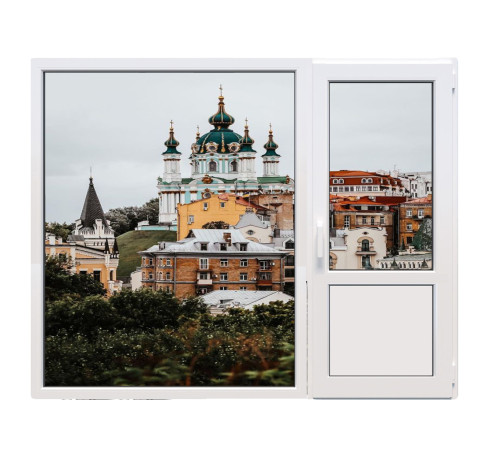 Балконний блок Veka Softline з глухим панорамним вікном до підлоги 2100 x 2000 мм